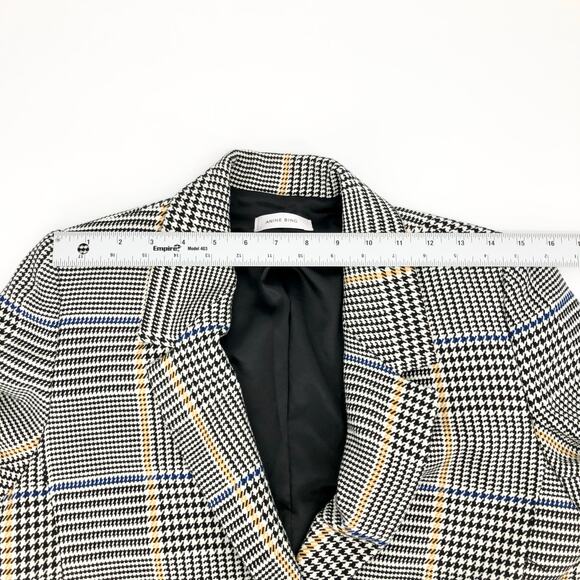ANINE BING Madeleine Black White Yellow Houndstooth Double Breasted Blazer - Picture 13 of 13